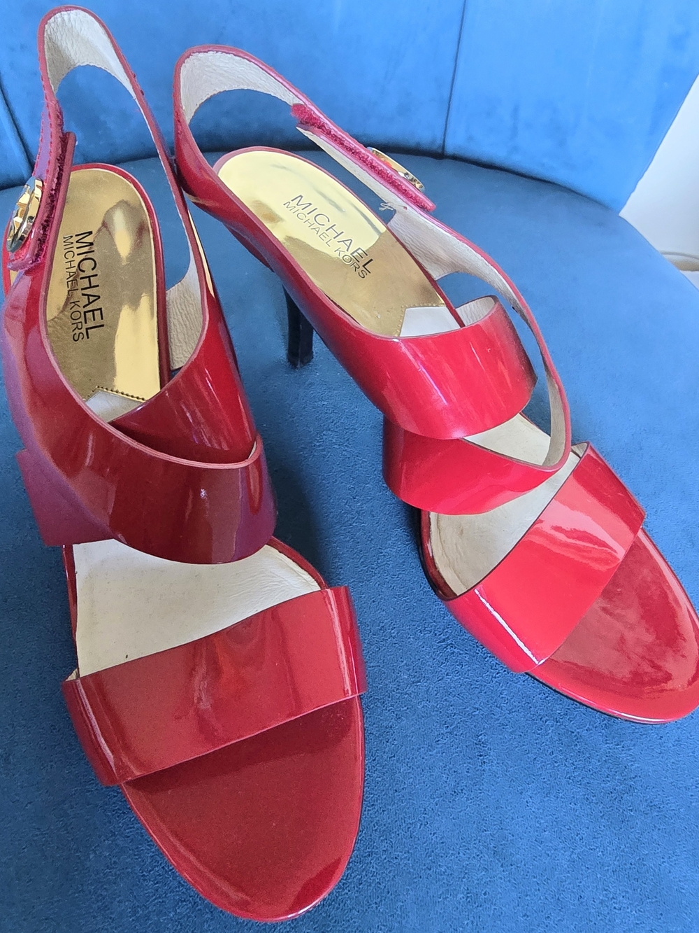 Michael Kors Bright Red Patent Slingback Heels